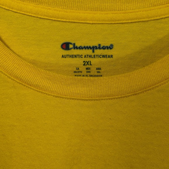 Champion Authentic Activewear T-Shirt Mens 2XL Short Sleeve Crew Neck Yellow - Picture 4 of 6
